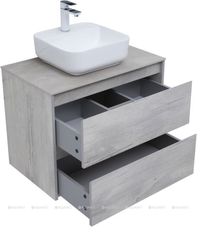 Тумба с раковиной Aquanet Nova Lite 75 дуб белый (2 ящика) 