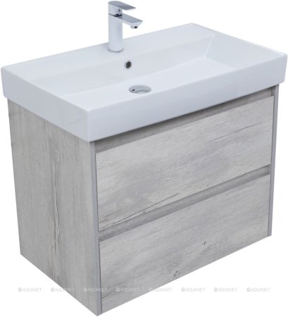 Тумба с раковиной Aquanet Nova Lite 75 дуб белый (2 ящика) 
