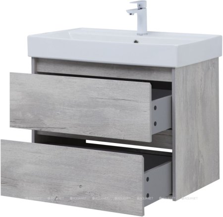 Тумба с раковиной Aquanet Nova Lite 75 дуб белый (2 ящика) 