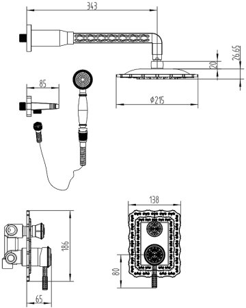 Душевая система Milacio Vitoria MC.105.BBR Черная бронза 