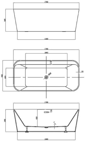 Акриловая ванна Vincea 170x80 VBT-401-1700 без гидромассажа 