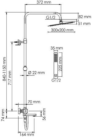Душевая система WasserKRAFT A199.069.103.087.CH Thermo с термостатом Хром 