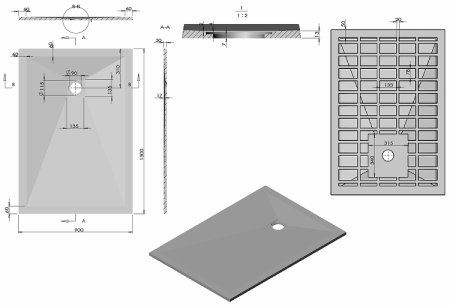 Душевой поддон из искусственного камня Vincea 130x90 VST-4SR9013G Серый 