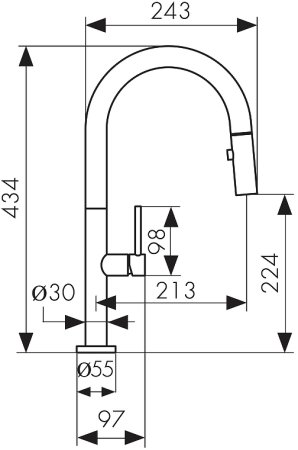 Смеситель для кухни Kaiser Merkur 26466-15 Вороненая сталь 