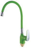 Смеситель для кухни с гибким изливом Shevanik S443-5, зеленый
