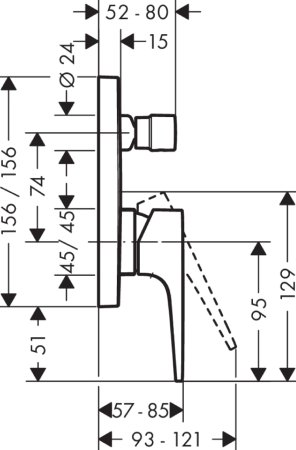 Смеситель Hansgrohe Metropol 32545000 для ванны с душем 