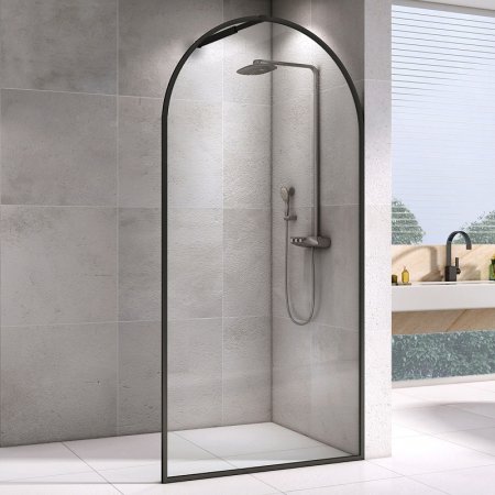 Душевая перегородка Abber Immer Offen 120 AG64120B профиль Черный стекло прозрачное 