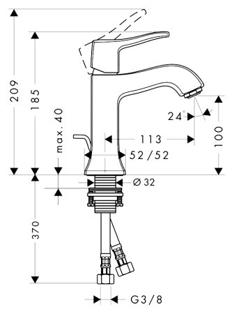 Смеситель Hansgrohe Metris Classic 31075000 для раковины 