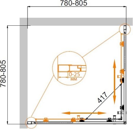 Душевой уголок Cezares Molveno A 2 80 C Cr IV 