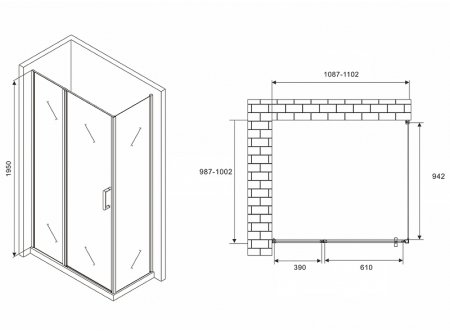 Душевой уголок Abber Sonnenstrand 110x100 AG04110MS-S100M профиль Хром стекло матовое 