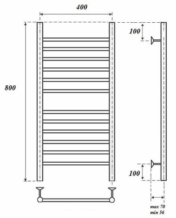 Электрический полотенцесушитель Point Аврора PN10148SE П12 400x800 левый/правый Хром 