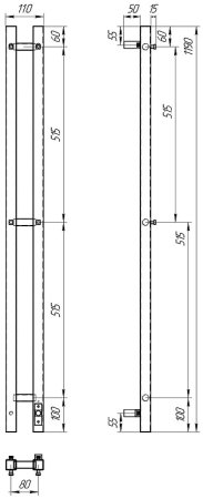 Электрический полотенцесушитель Point Гермес PN13812W П3 80x1200 диммер справа Белый 