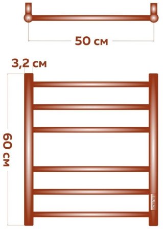 Полотенцесушитель электрический (лесенка) Bauedge Stil DB-0044, 50x60 см 