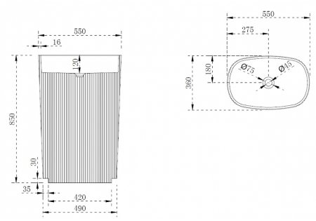 Раковина Abber Stein 55 AS2502Violett Фиолетовая 