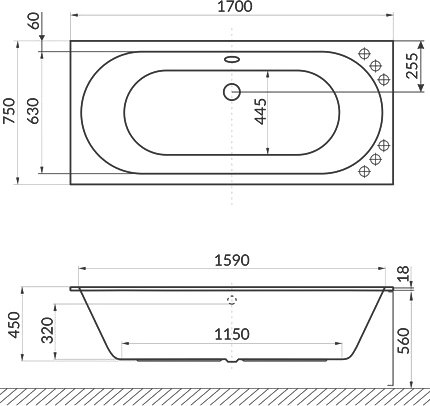 Акриловая ванна Excellent Oceana WAEX.OCE17.SOFT 170x75 