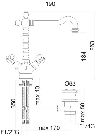 Смеситель для раковины Fiore COLONIALE 02ZZ0625, бронза 