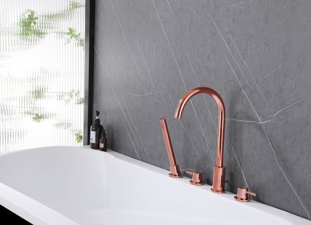 Смеситель на борт ванны Abber Wasser Kreis AF8113RG Розовое золото 