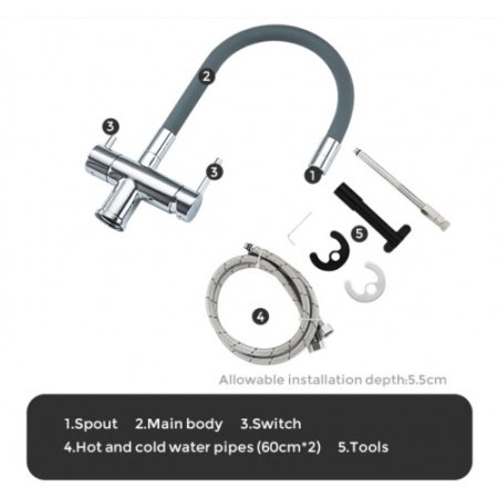 Смеситель для кухни Gappo G4398-30 Хром Серый 