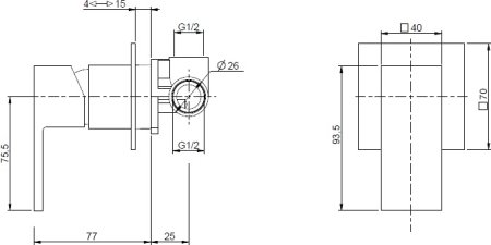 Смеситель Cezares Unika DIM-NOP С ВНУТРЕННЕЙ ЧАСТЬЮ, для душа, черный 