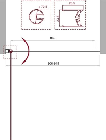 Шторка на ванну BelBagno Uno 90 UNO-V-1-90/150-C-NERO профиль Черный матовый стекло прозрачное 