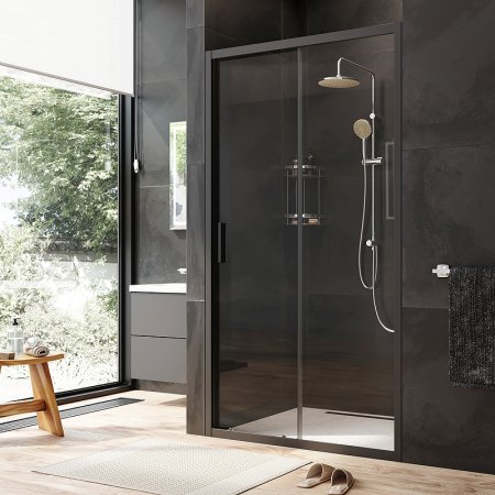 Душевая дверь AM.PM Gem Solo 110 W90G-110-1-195BT профиль Черный матовый стекло прозрачное 