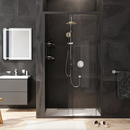 Душевая дверь AM.PM Gem Solo 110 W90G-110-1-195BT профиль Черный матовый стекло прозрачное 