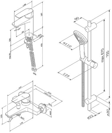 Комплект смесителей AM.PM Gem F42990A00 Черный матовый 
