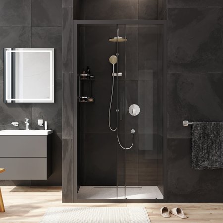 Душевая дверь AM.PM Gem Solo 100 W90G-100-1-195BT профиль Черный матовый стекло прозрачное 