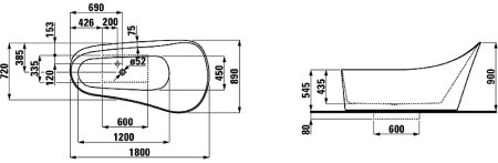 Ванна из искусственного камня Laufen Palomba 180х89 2.4580.2.000.000.1 без гидромассажа 