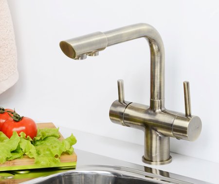 Смеситель для кухонной мойки WasserKRAFT A8037 , светлая бронза 