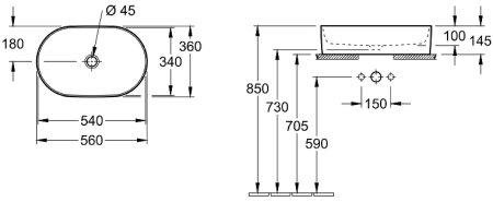 Раковина-чаша Villeroy&Boch Collaro 56 4A1956R1 Альпийский белый 