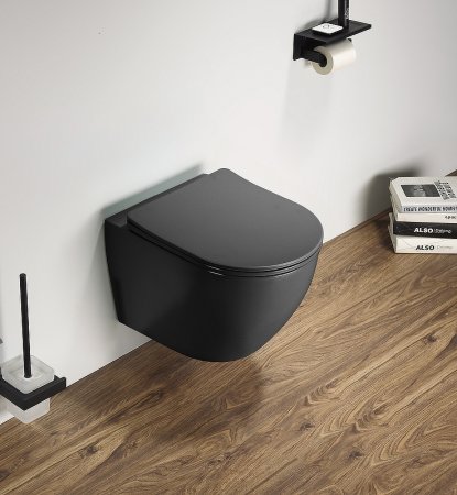 Унитаз CeramaLux 2197MDH подвесной Серый матовый с сиденьем Микролифт 