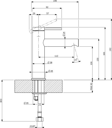 Смеситель Villeroy & Boch Dawn TVW10610315361 для раковины 