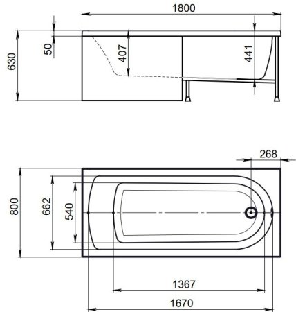 Акриловая ванна TIMO  MIKA 1800*800*580 (MIKA1880) 