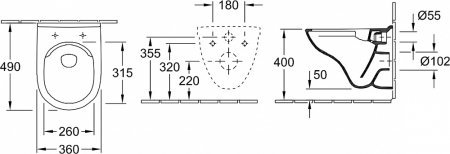 Унитаз подвесной Villeroy & Boch O Novo 5688HR01 альпийский белый 
