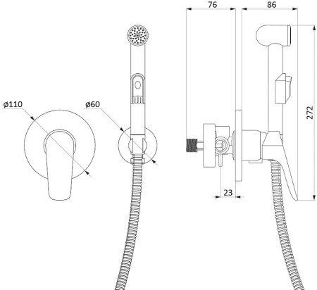 Гигиенический душ со смесителем Damixa Jupiter 777510001 Хром 