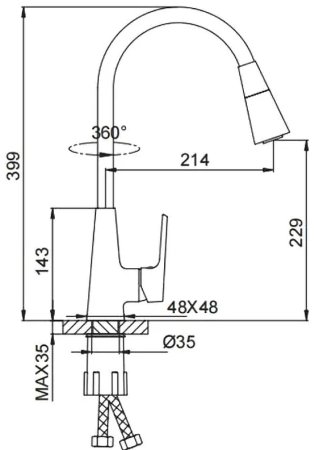 Смеситель для кухни Frap H71 F4471 Хром Черный 