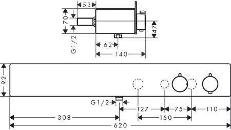 Смеситель для душа Hansgrohe ShowerTablet 13108000 с термостатом Хром 
