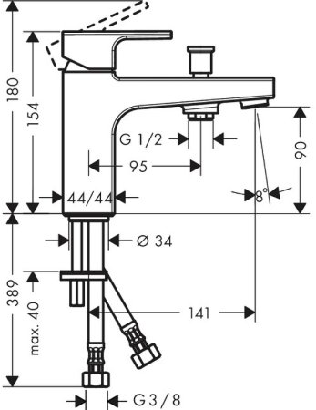 Смеситель на борт ванны Hansgrohe Vernis Shape 71463000 Хром 