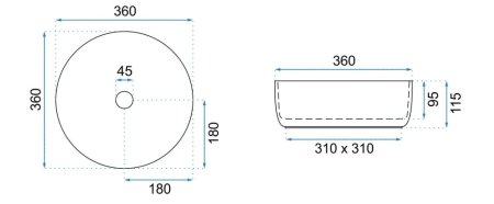 Раковина 36х36 см Rea Sami REA-U6758 