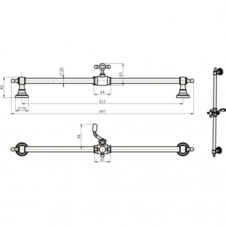 Душевая штанга Boheme Imperiale 417 Золото 