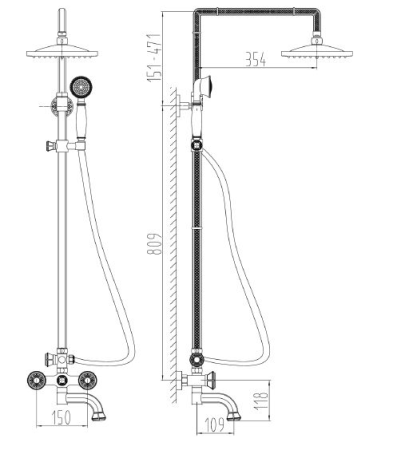 Душевая система Milacio Almeria MC.100.BBR черный 