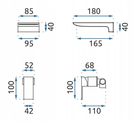 Смеситель для раковины без донного клапана Rea Mason REA-B5150 