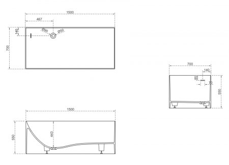 Ванна из искусственного камня ABBER Stein AS9640-1.5 белая матовая 