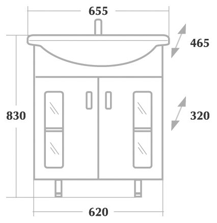Тумба с раковиной Onika Кристалл 65 