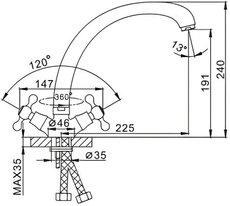 Смеситель для кухни Frap H19-1 F4219-1 Хром матовый 