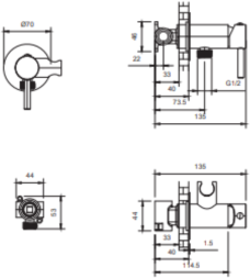 Встраиваемый гигиенический душ AltroBagno BM 060116 Cr 