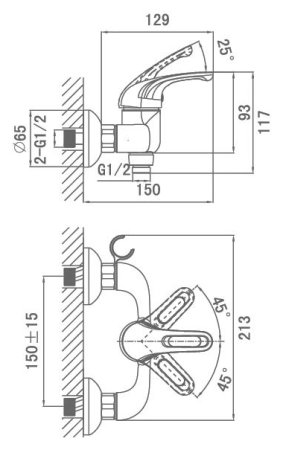 Смеситель D&K Eucharius Rhein DA1373101 для душа 