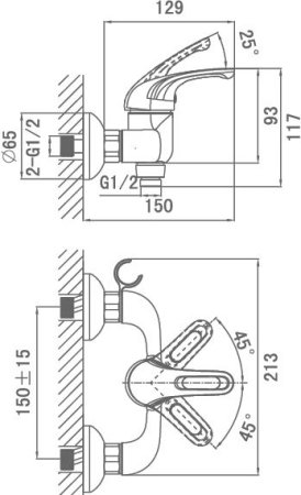 Смеситель D&K Eucharius Rhein DA1373101 для душа 