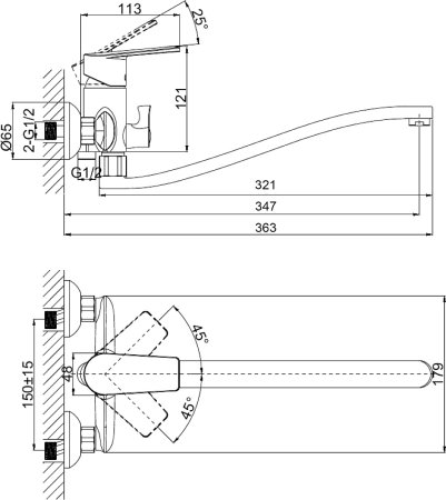 Смеситель D&K Lessing Rhein DA1323341 универсальный 
